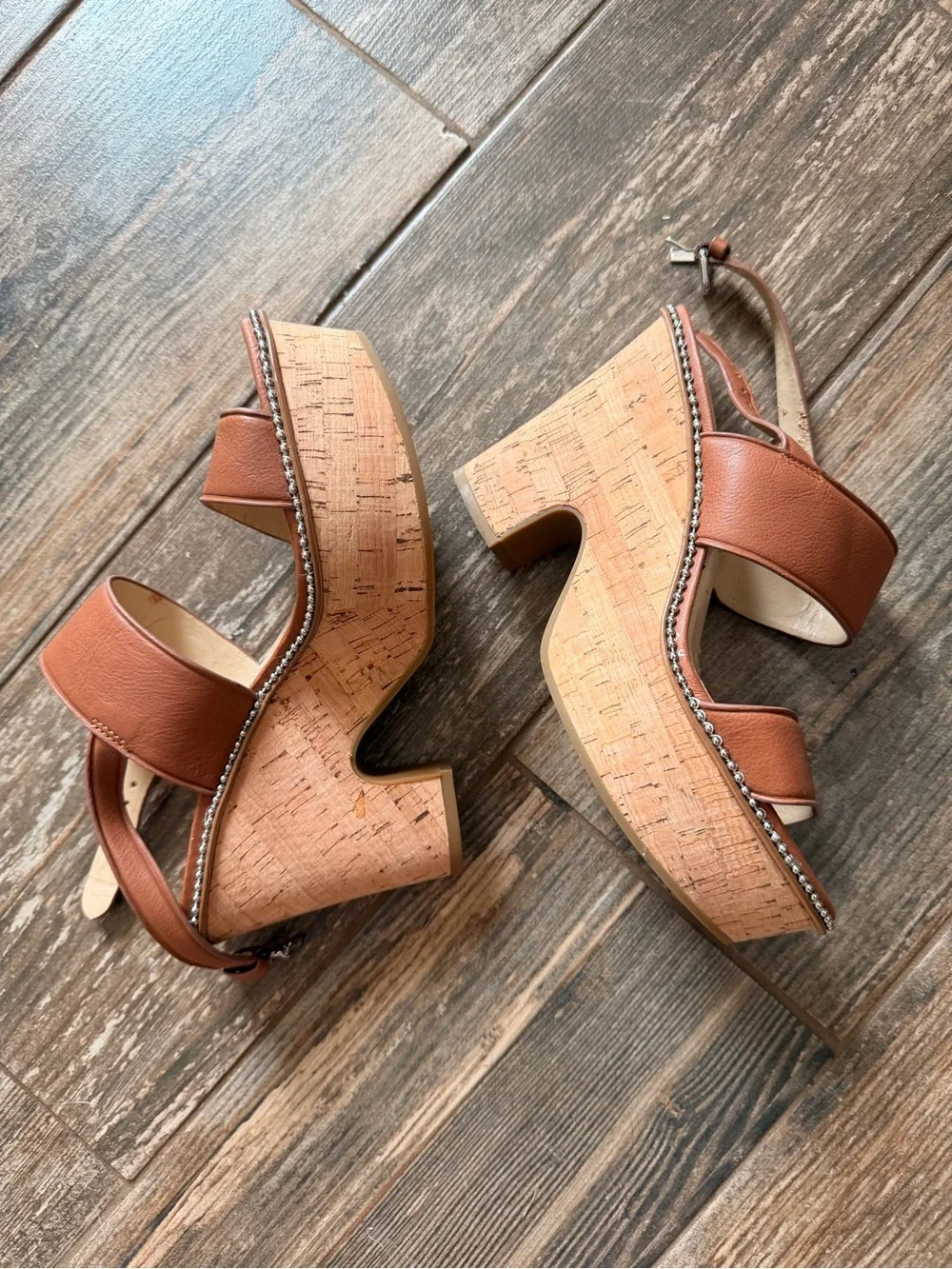 COACH Quartz Leather Platform Sandals Size 37 - Picture 4 of 5
